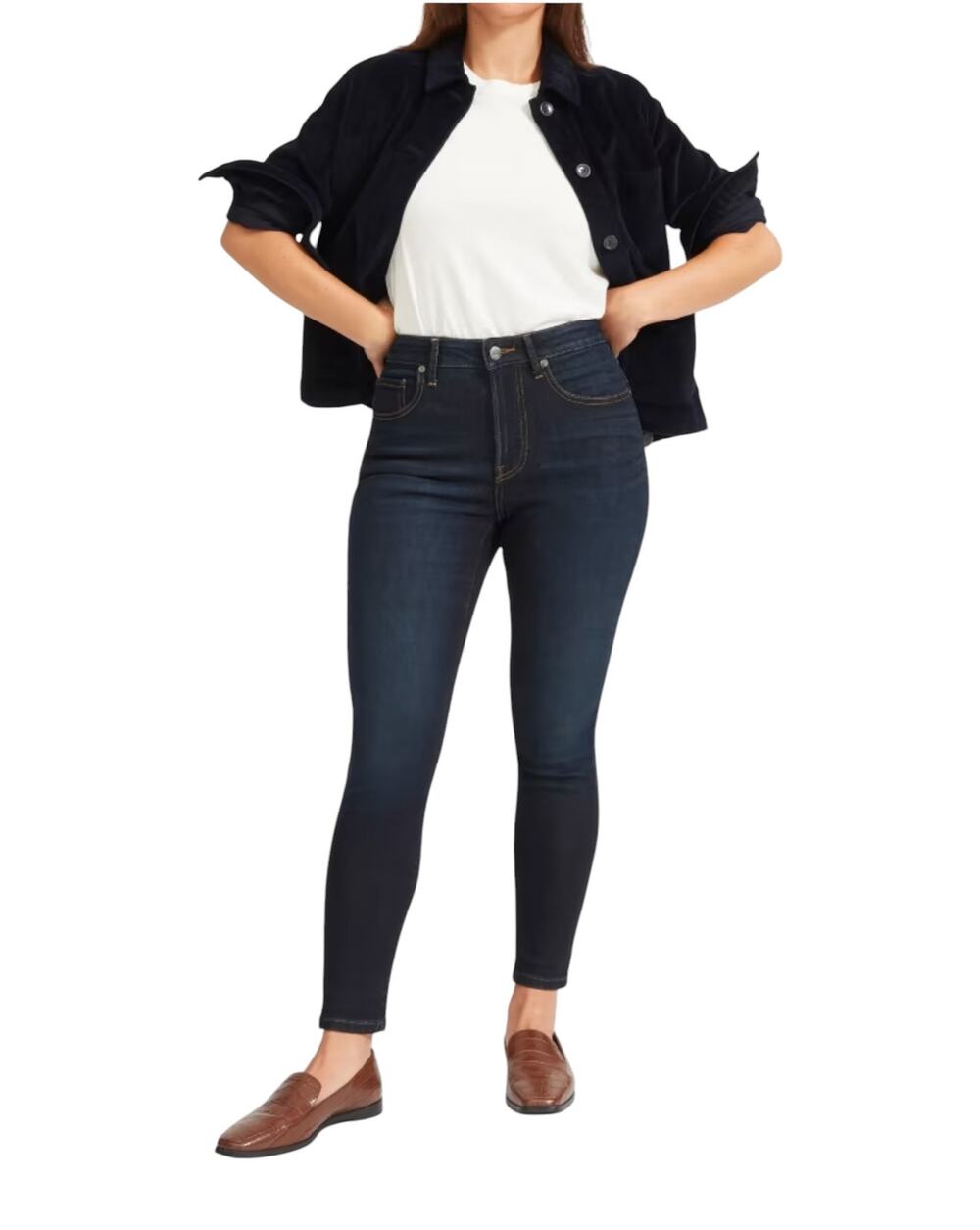 Everlane Blue Denim The Curvy High Rise Skinny Crop Jeans